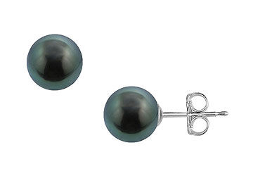 Tahitian Pearl Stud Earrings  18K White Gold  12 MM