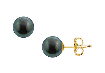 Tahitian Pearl Stud Earrings  18K Yellow Gold  10 MM