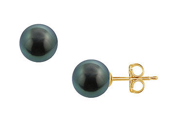 Tahitian Pearl Stud Earrings  18K Yellow Gold  11 MM