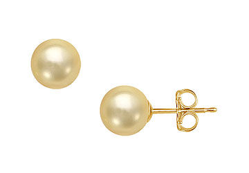South Sea Pearl Stud Earrings  18K Yellow Gold  10 MM
