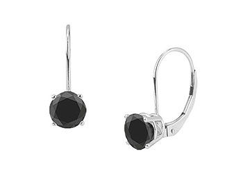 14K White Gold  Round Black Diamond Stud Earrings  0.50 CT. TW
