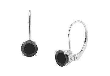 14K White Gold  Round Black Diamond Stud Earrings  1.00 CT. TW