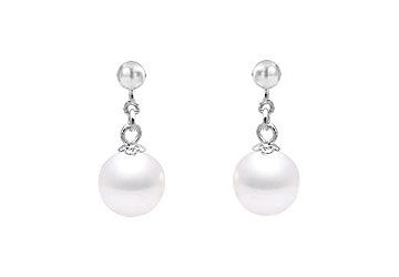 Cultured Akoya Pearl Drop Earrings  14K White Gold - 8 MM