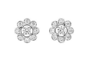 Diamond Flower Earrings  14K White Gold - 0.75 CT Diamonds