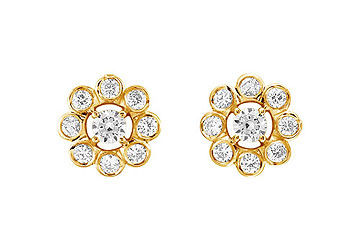 Diamond Flower Earrings  14K Yellow Gold - 0.75 CT Diamonds