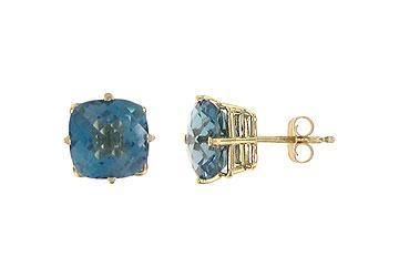 Blue Topaz Earrings : 14K yellow Gold - 3.00 CT TGW
