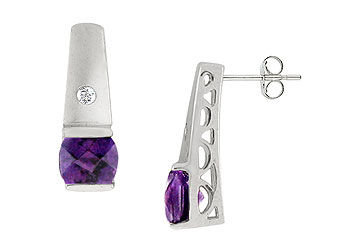 Amethyst and Diamond Earrings : 14K White Gold - 0.75 CT TGW