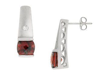 Garnet and Diamond Earrings : 14K White Gold - 2.00 CT TGW