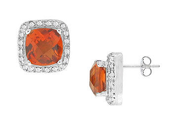 Citrine and Diamond Earrings : 14K White Gold - 2.50 CT TGW