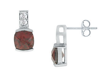 Garnet and Diamond Earrings : 14K White Gold - 1.75 CT TGW
