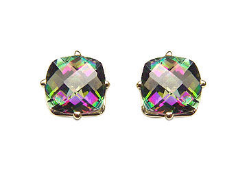 Mystic Topaz Earrings : 14K Yellow Gold - 1.50 CT TGW