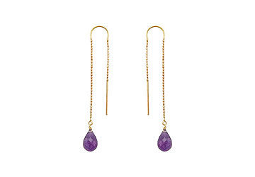 Amethyst Thread Earrings  14K Yellow Gold - 2.00 CT TGW