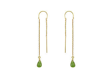 Peridot Thread Earrings  14K Yellow Gold - 2.00 CT TGW