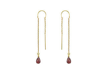 Garnet Thread Earrings  14K Yellow Gold - 2.00 CT TGW