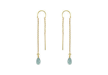 Blue Topaz Thread Earrings  14K Yellow Gold - 2.00 CT TGW