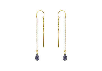 Iolite Thread Earrings  14K Yellow Gold - 2.00 CT TGW