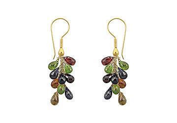 Multicolor Gemstone Cluster Earrings  14K Yellow Gold - 15.00 CT TGW