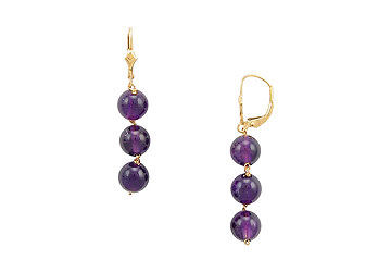 Amethyst Drop Earrings  14K Yellow Gold - 20.00 CT TGW