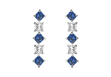 Sapphire and Diamond Earrings  14K White Gold - 0.75 CT TGW