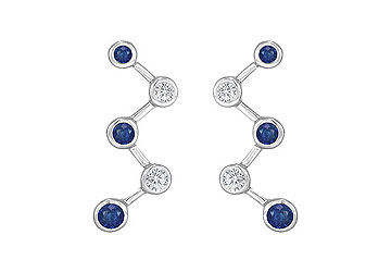 Blue Sapphire and Diamond Earrings  14K White Gold - 1.00 CT TGW