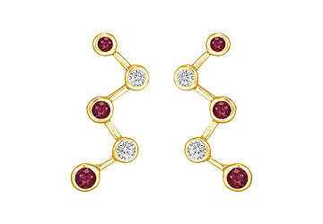 Ruby and Diamond Earrings  14K Yellow Gold - 1.00 CT TGW