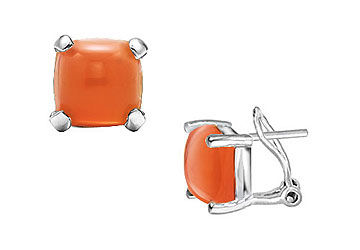 Orange Chalcedony Earrings  14K White Gold - 10.00 CT TGW