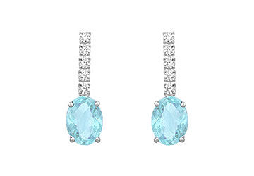 Diamond and Aquamarine Earrings  14K White Gold - 1.25 CT TGW