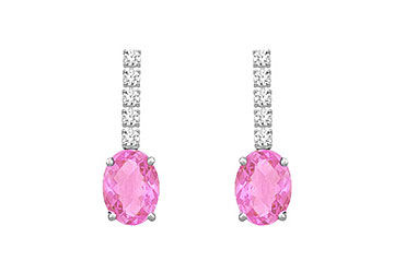 Diamond and Pink Sapphire Earrings  14K White Gold - 1.25 CT TGW
