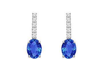 Diamond and Sapphire Earrings  14K White Gold - 1.25 CT TGW