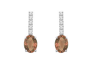 Diamond and Smoky Topaz Earrings  14K White Gold - 1.25 CT TGW