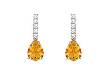 Diamond and Citrine Earrings  14K White Gold - 1.25 CT TGW