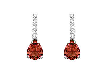 Diamond and Garnet Earrings  14K White Gold - 1.25 CT TGW
