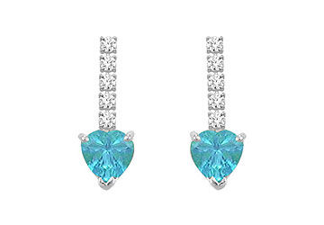 Diamond and Blue Topaz Earrings  14K White Gold - 1.25 CT TGW