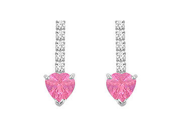 Diamond and Pink Topaz Earrings  14K White Gold - 1.25 CT TGW