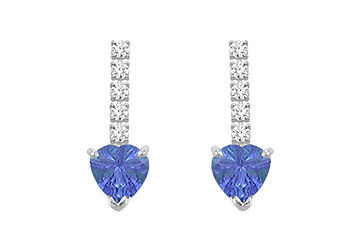 Diamond and Tanzanite Earrings  14K White Gold - 1.25 CT TGW