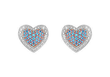 Blue Topaz and Diamond Heart Earrings  14K White Gold - 1.50 CT TGW