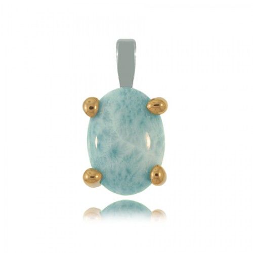Sterling Silver Solitaire Cloudy Blue Larimar Pendant