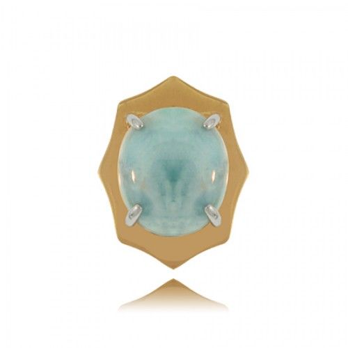 Sterling Silver Aqua Solitaire Larimar Pendant with Accented Sunray Setting