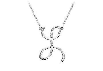 Diamond Letter L Script Initial Pendant  14K White Gold - 0.15 CT Diamonds