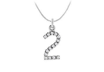 Diamond Numeric 2 Charm Pendant  14K White Gold - 0.07 CT Diamonds
