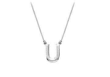 Baby Charm Initial Pendant U 14K White Gold