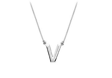 Baby Charm Initial Pendant V 14K White Gold