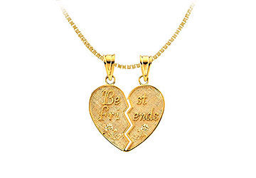 14K Yellow Gold Best Friends Heart Pendant