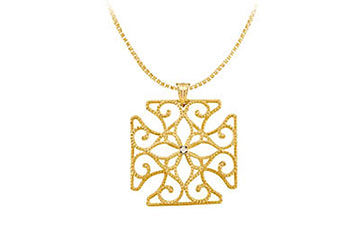 Diamond Medallion Pendant  14K Yellow Gold - 0.005 CT Diamond