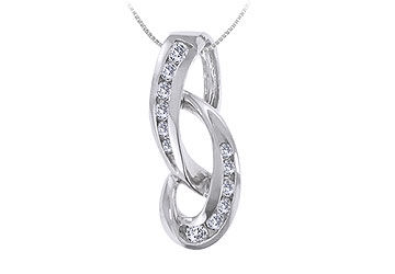 Diamond Pendant : 14K White Gold - 0.60 CT Diamonds