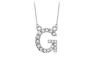 Petite Baby Charm Diamond G Initial Pendant  14K White Gold - 0.20 CT Diamonds