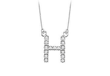 Petite Baby Charm Diamond H Initial Pendant  14K White Gold - 0.20 CT Diamonds