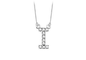 Petite Baby Charm Diamond I Initial Pendant  14K White Gold - 0.20 CT Diamonds