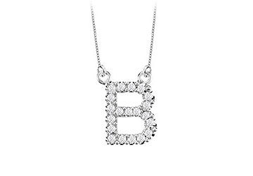 Petite Baby Charm Diamond B Initial Pendant  14K White Gold - 0.20 CT Diamonds