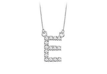 Petite Baby Charm Diamond E Initial Pendant  14K White Gold - 0.20 CT Diamonds